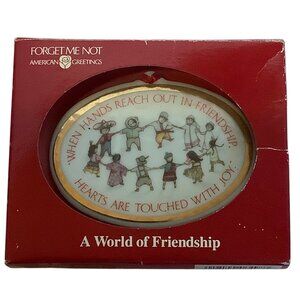 Vtg American Greetings Forget Me Not "A World Of Friendship" Ornament 3.5"